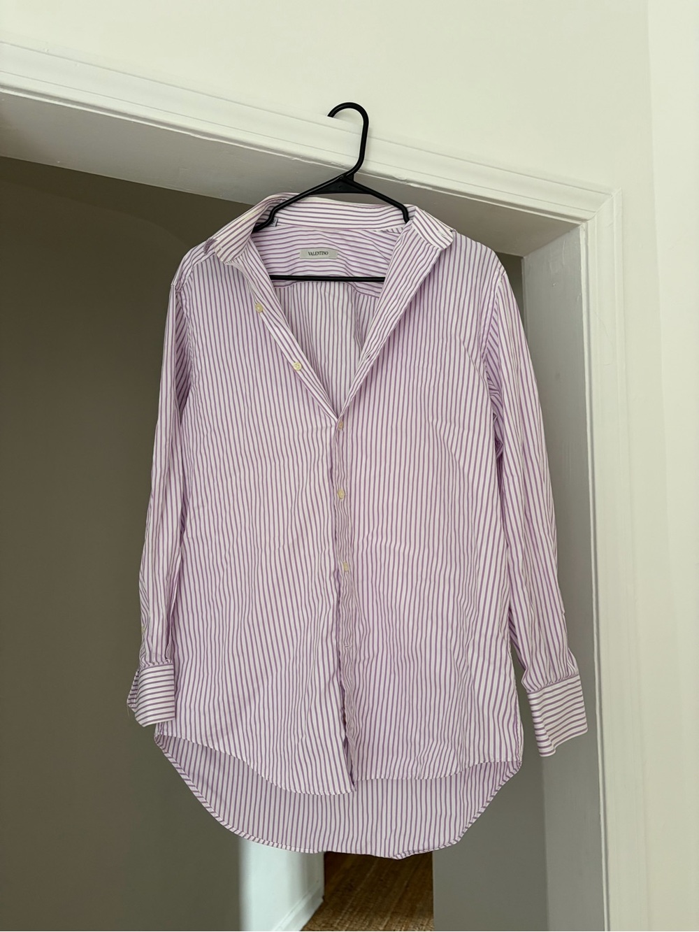 Valentino 100% Cotton Purple Stripe Button-Down Shirt